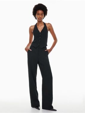 Aritzia Wilfred Alayna Trouser Pant in Black Crepette Size 12